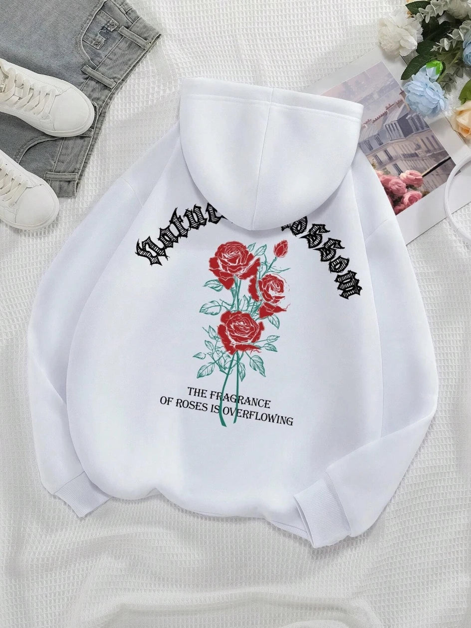 Vintage Floral Letter Hoodie for Women