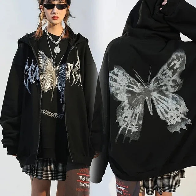 Harajuku Y2K Zip-Up Hoodie for Women