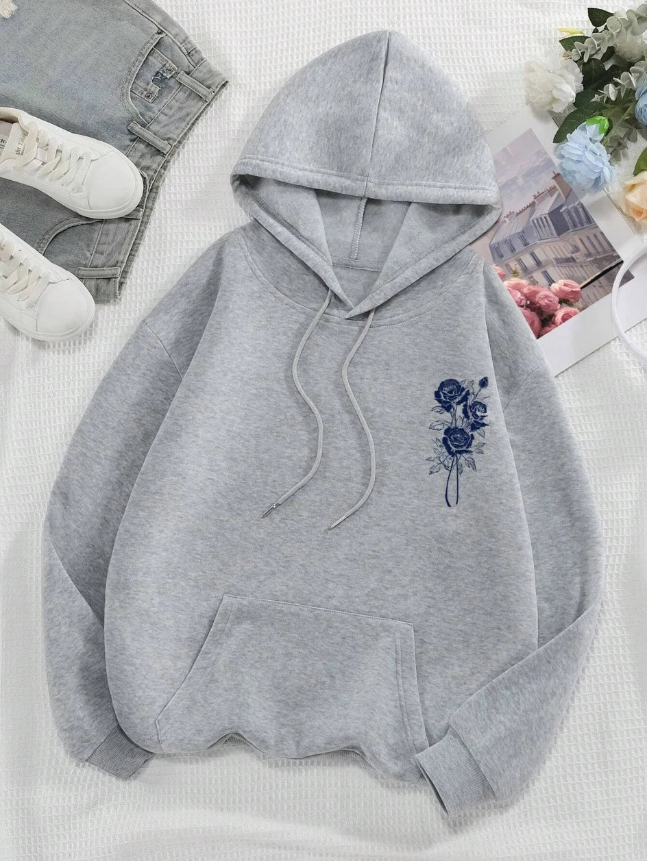 Vintage Floral Letter Hoodie for Women